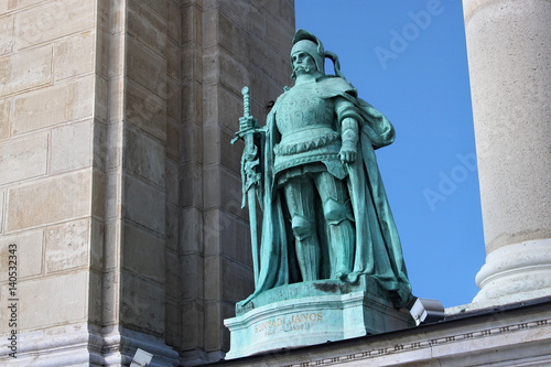 Sculpture of John Hunyadi (Margo Ede, 1906) in Budapest, Hungary. As part of Millennium Monument on the Heroes Square. John Hunyadi was a leading Hungarian military in Europe during the 15th century.