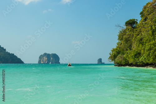 View from Poda island (Koh Poda) beach to another islands in Andaman sea, Krabi province, Thailand