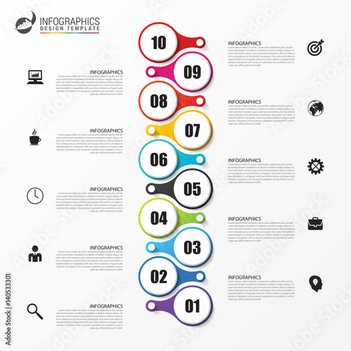 Infographics design template. Timeline concept with icons