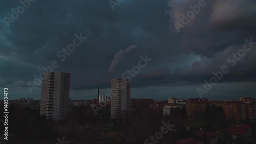 Rainy day with cloudy sky at Milan Timelapse 4K