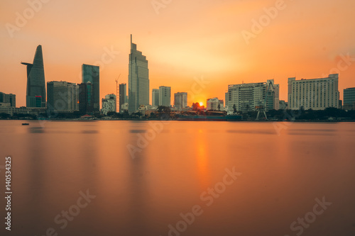 Ho Chi Minh city  Vietnam - March 06  2017  Colorful sunset on Sai Gon river
