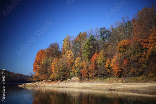 Bieszczady, Solina Lake, village Sokole, autumn colors