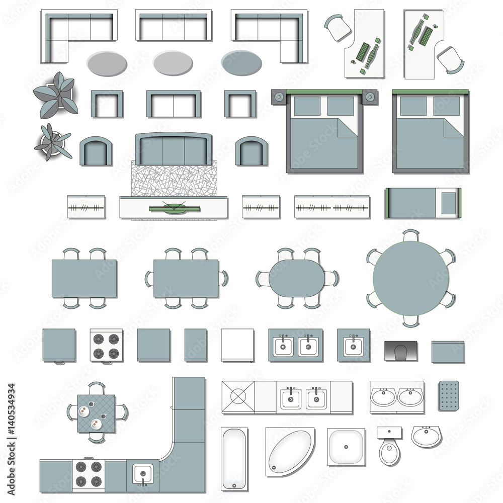 Set top view for interior icon
design. Elements for living room,
bedroom, kitchen, bathroom. Floor
plan. Furniture store. Vector
Illustration.
Set top view for interior icon
design. Elements for living room,
bedroom, kitchen, bathroom. Floor
plan. Furniture store. Vector
Illustration.