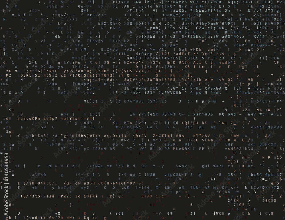 Corrupted source code. Modern vector illustration about computer security. Abstract ascii glitch background. Fatal programming error. Buffer overflow problem. Random signal error. Element of design. Corrupted source code. Modern vector illustration about computer security. Abstract ascii glitch background. Fatal programming error. Buffer overflow problem. Random signal error. Element of design.