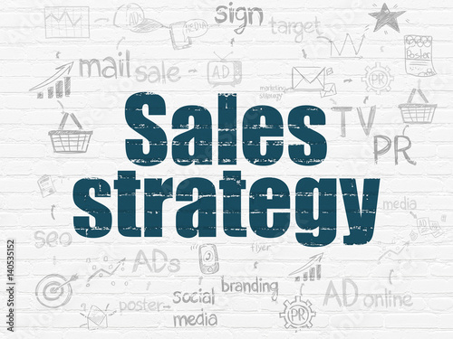 Advertising concept  Sales Strategy on wall background
