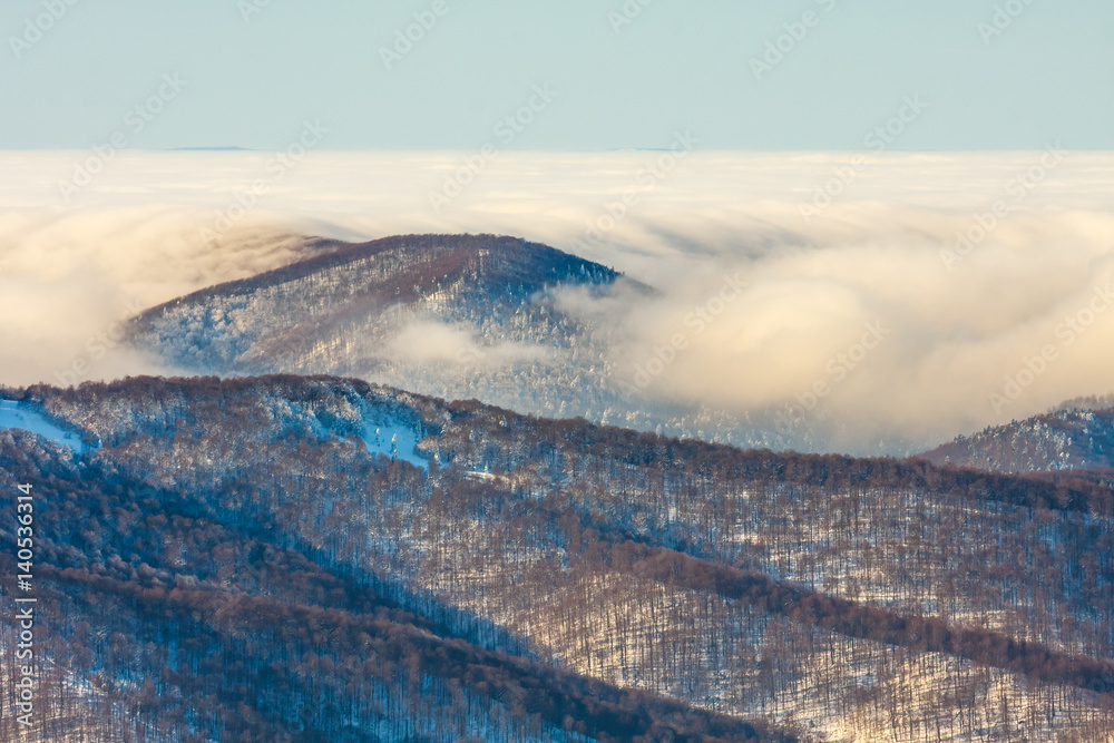 Fototapeta premium Inversion in the Bieszczady mountains, Poland, Europe
