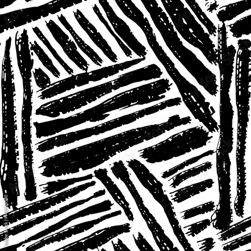 Seamless brushpen doodle pattern grunge texture.Trendy modern ink artistic design