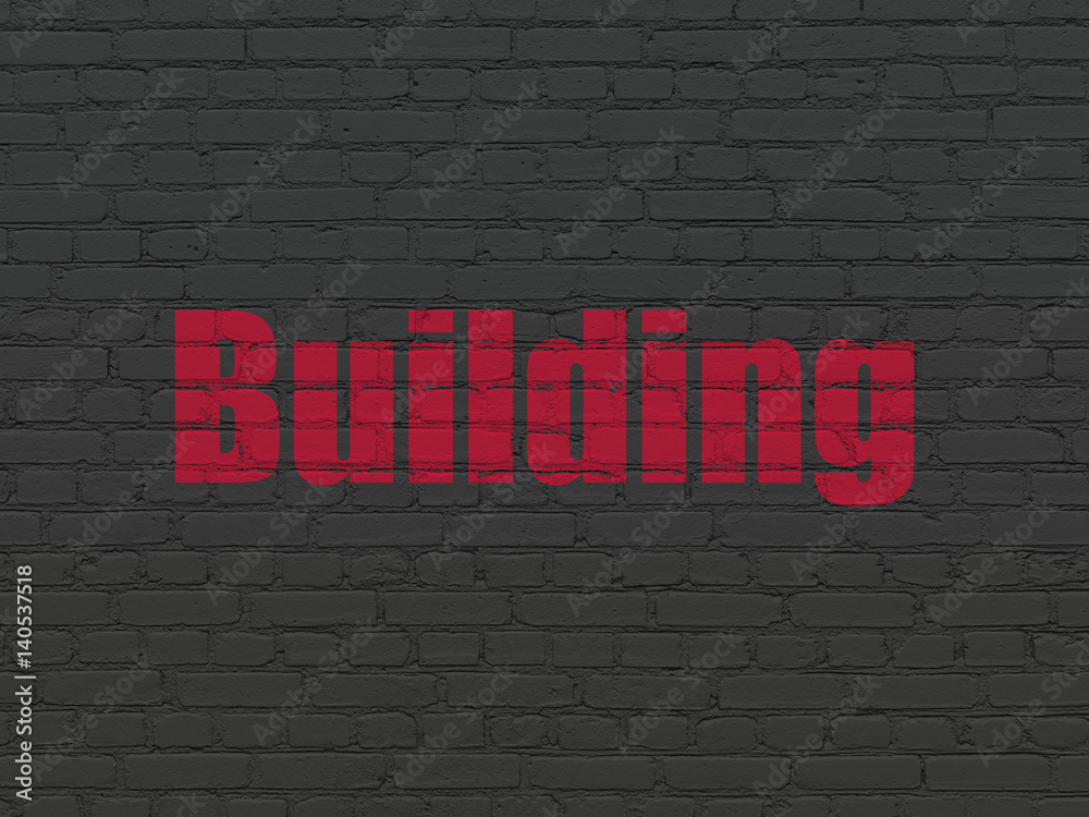 Fototapeta premium Constructing concept: Building on wall background