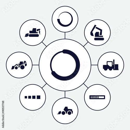 Set of 9 loader filled icons