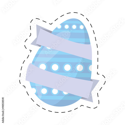 easter egg ribbon wrapped decoration - cut line vector illustration eps 10