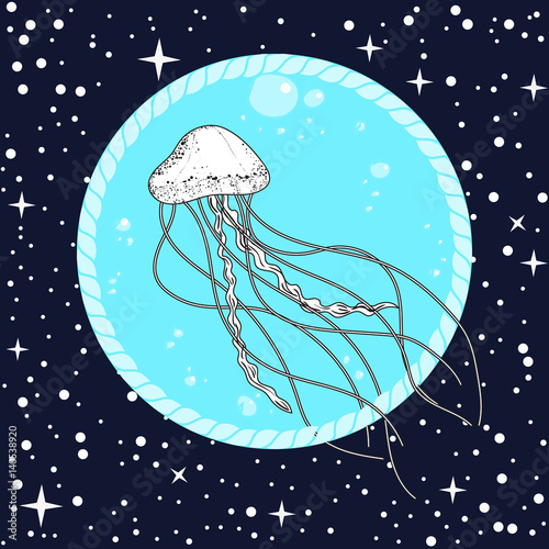 Vector boho jellyfish illustration