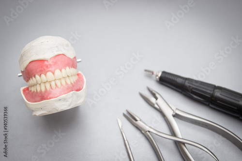 Workplace prosthetics,tools and prosthesis on the table.