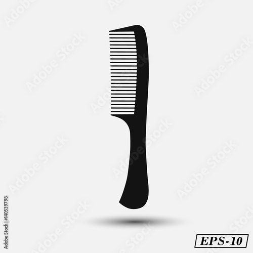 Silhouette comb , barber comb, black plastic comb vector