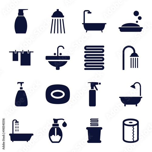 Set of 16 bath filled icons