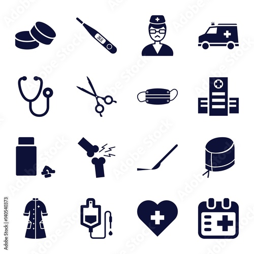 Set of 16 doctor filled icons