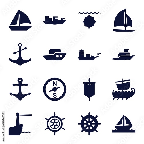 Set of 16 nautical filled icons