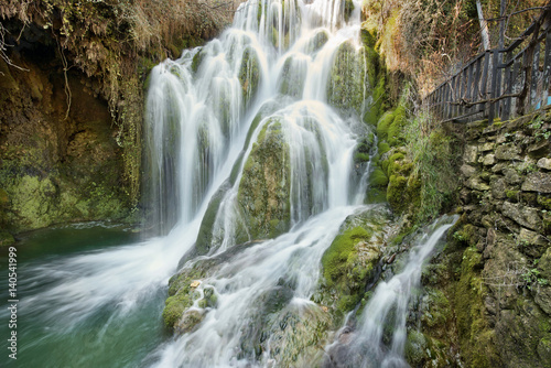 Silky waterfall in Tobera village  Burgos  Castile and Leon  Spain.