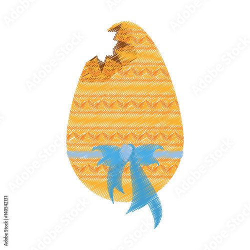 drawing yellow easter egg broken ribbon vector illustration eps 10