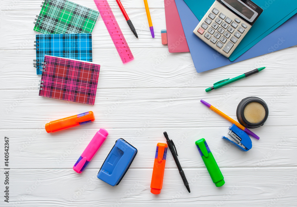Business Objects office expanded in composition on a table Business Objects office expanded in composition on a table