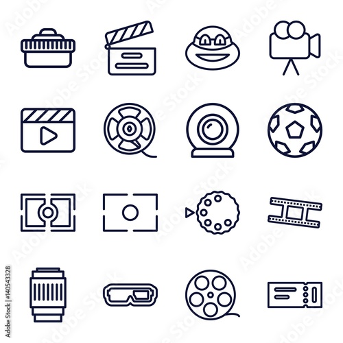 Set of 16 movie outline icons