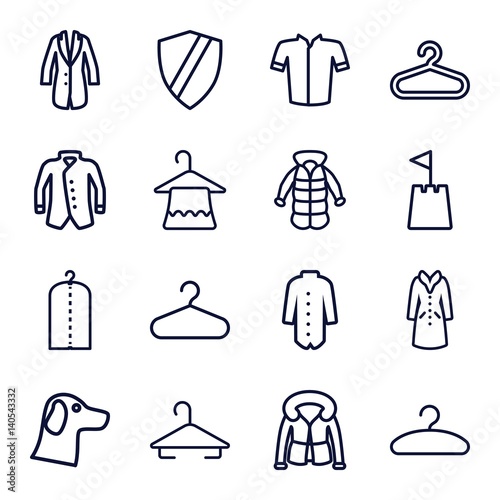 Set of 16 coat outline icons