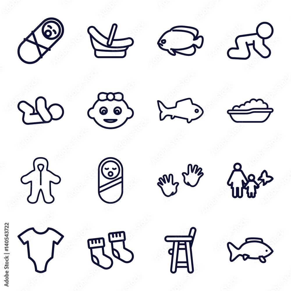 Set of 16 little outline icons