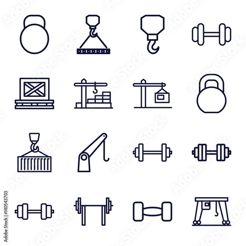 Set of 16 lifting outline icons