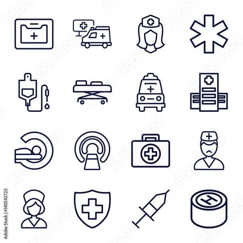 Set of 16 clinic outline icons