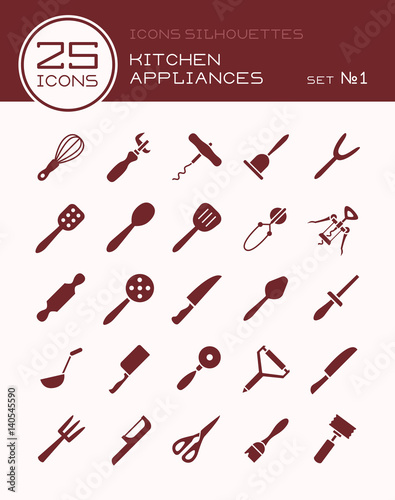 Icons silhouettes kitchen appliances set №1