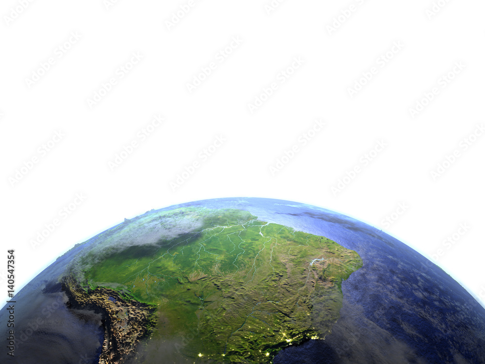 Fototapeta premium South America on realistic model of Earth