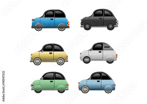 Collection of classic minicars. Vector Illustration