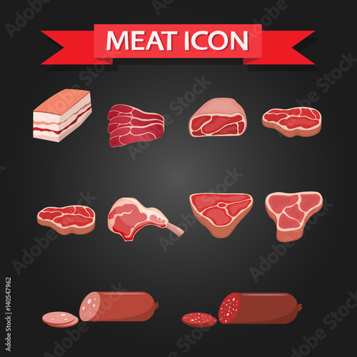 Fresh meat vector isolated on dark background photo