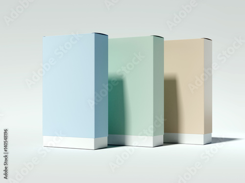 Three cardboard packages. 3d rendering