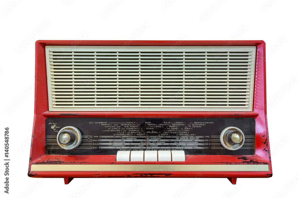 Old radio isolated on white background. Old radio isolated on white background.