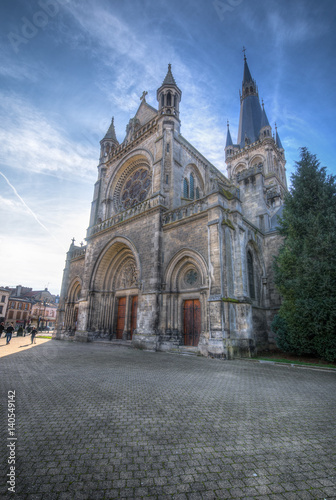 Epernay gothic cathedral in spring sunny day, France
