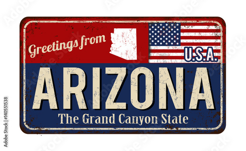 Greetings from Arizona vintage rusty metal sign