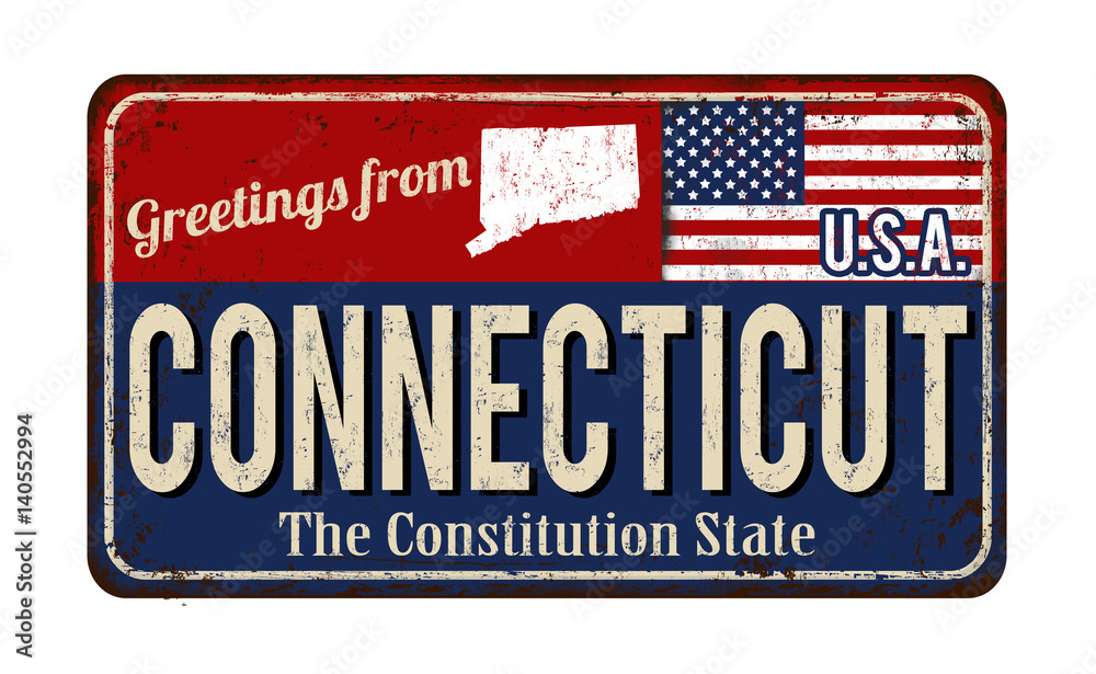Greetings from Connecticut vintage rusty metal sign