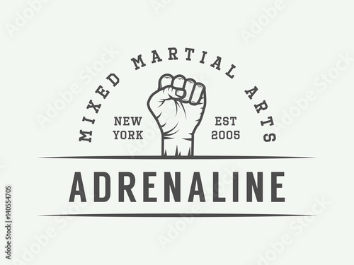 Vintage mixed martial arts logo, badge or emblem. Vector illustration