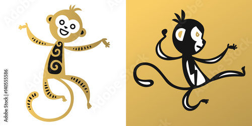 Photography monkey vector illustration chinese style