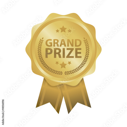 Grand prize win gold badges vector illustration photo