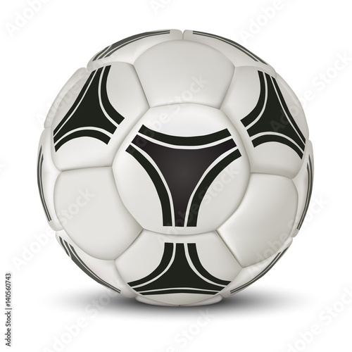 Realistic soccer ball isolated on white background. Classic old football ball.