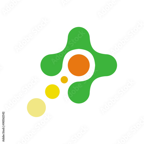 Flying the atom, the comet in the centre of the green cross abstract vector logo