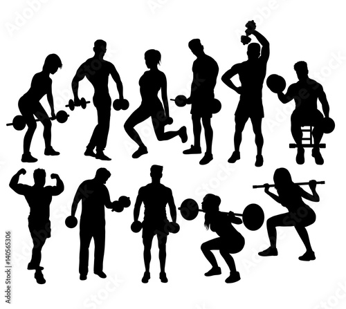 Fitness Gym Sport Activity Silhouettes, art vector design