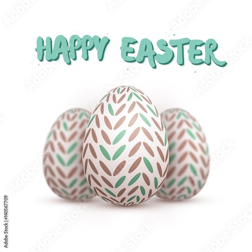 Illustration of Vector Easter Egg Isolated on White Background. Happy Easter Painted Vector Egg Set