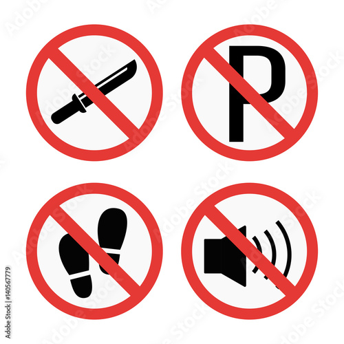 Free Download Prohibition signs set safety information vector illustration. - GFXLoad