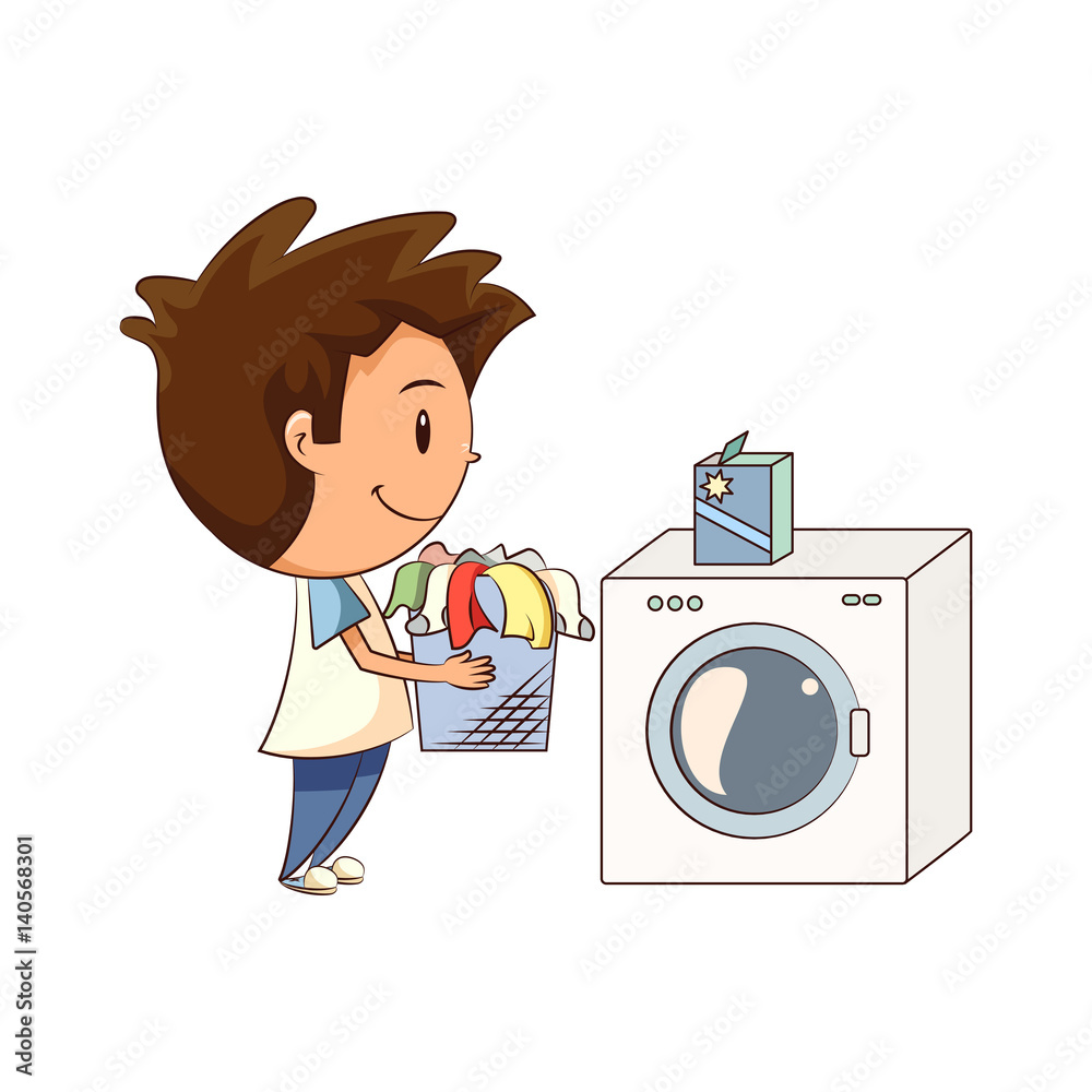 Child doing laundry Adobe Stock