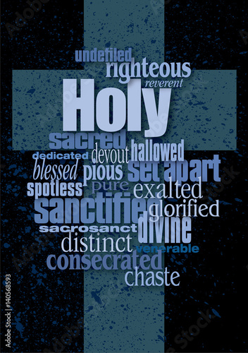 Holy word montage and Christian Cross