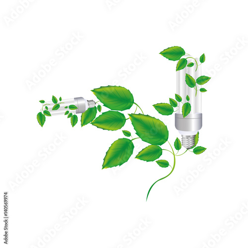 colorful silhouette with two fluorescent bulb and creeper plant vector illustration