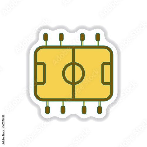 Vector illustration in paper sticker style Top View of Table Football