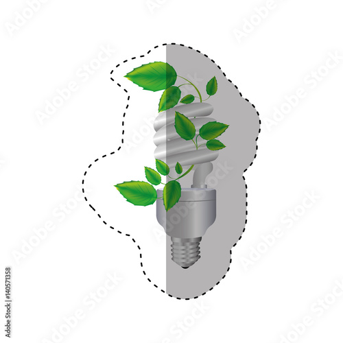 sticker colorful of spiral fluorescent bulb with creeper plant vector illustration